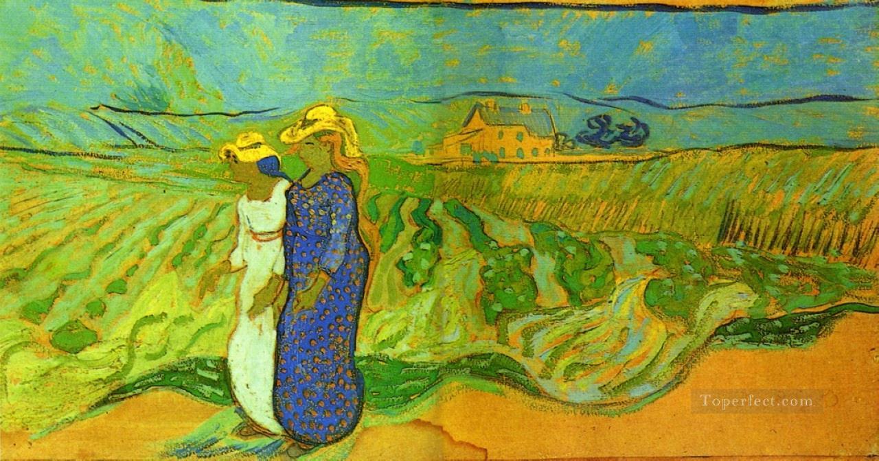 野原を横切る二人の女性 フィンセント・ファン・ゴッホ油絵